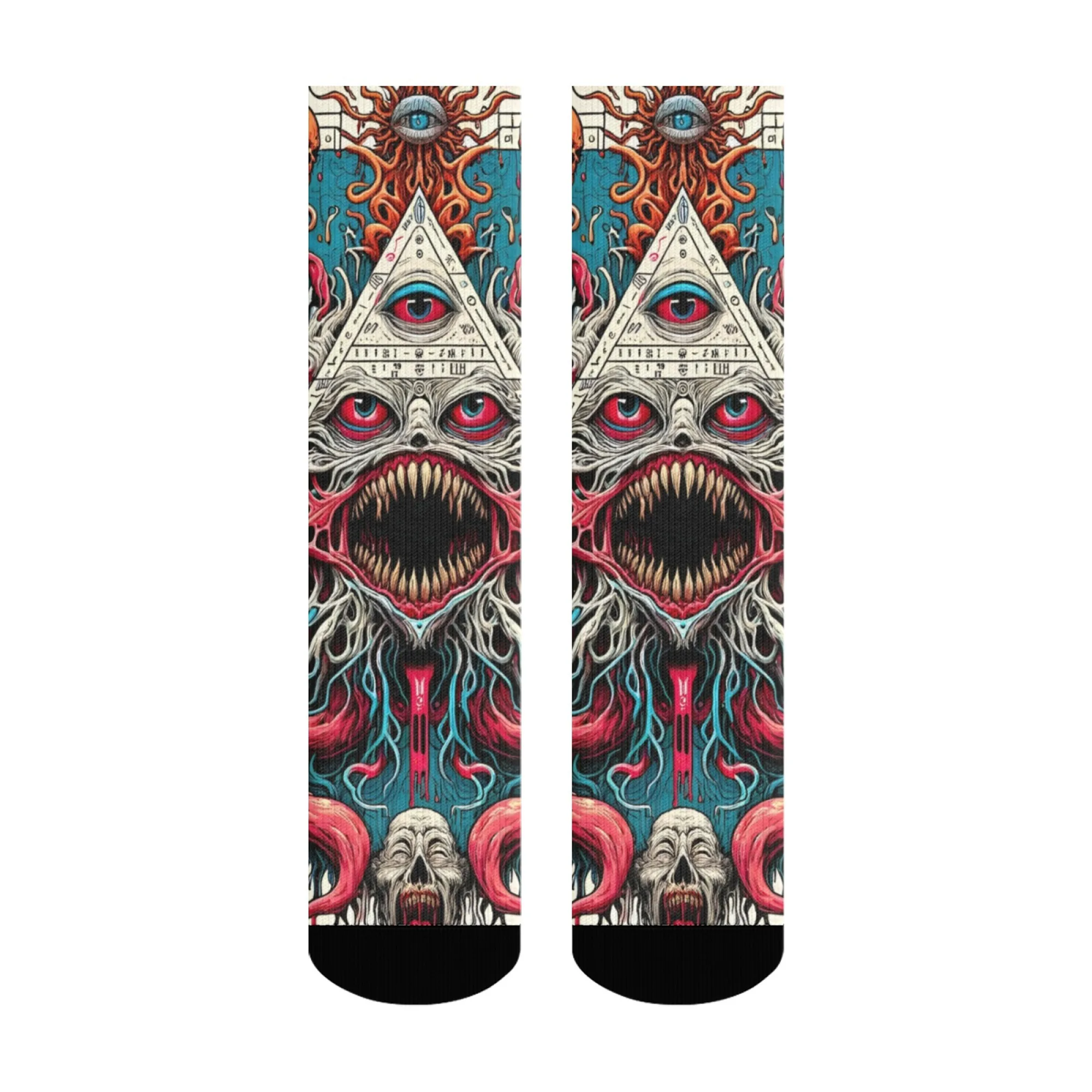 All-Seeing Eye Devil Socks Anti-slip Elastic Breathable Men's Socks Travel Casual Hiking Crazy Rock Street Hip Hop Sports Socks