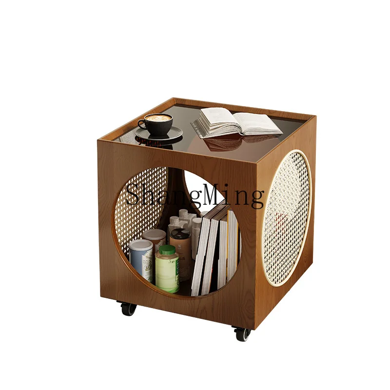 ZYY medieval borda de madeira maciça vários quartos mesa de cabeceira carrinho de armazenamento estante móvel