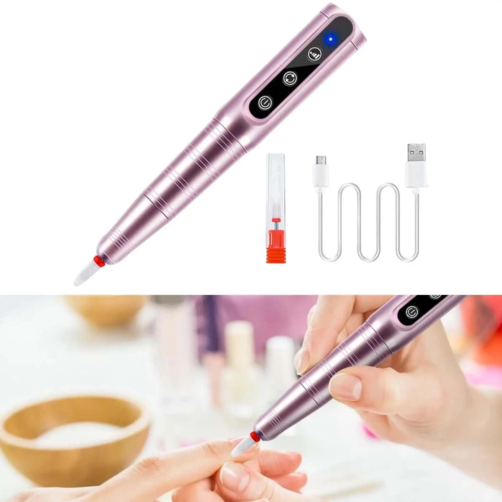 Porfessional Acrylic Nail Rechargeable 26000RPM USB Electric Nail l Machine Nails Polishing Shaping Home Salon