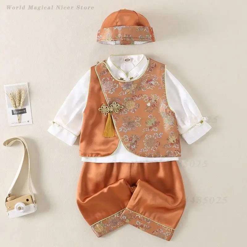 

Spring Summer Baby Tang Suit Kids Boys Girls Hundred Days One Year Outfit Chinese Style Oriental Hanfu Photography Clothing