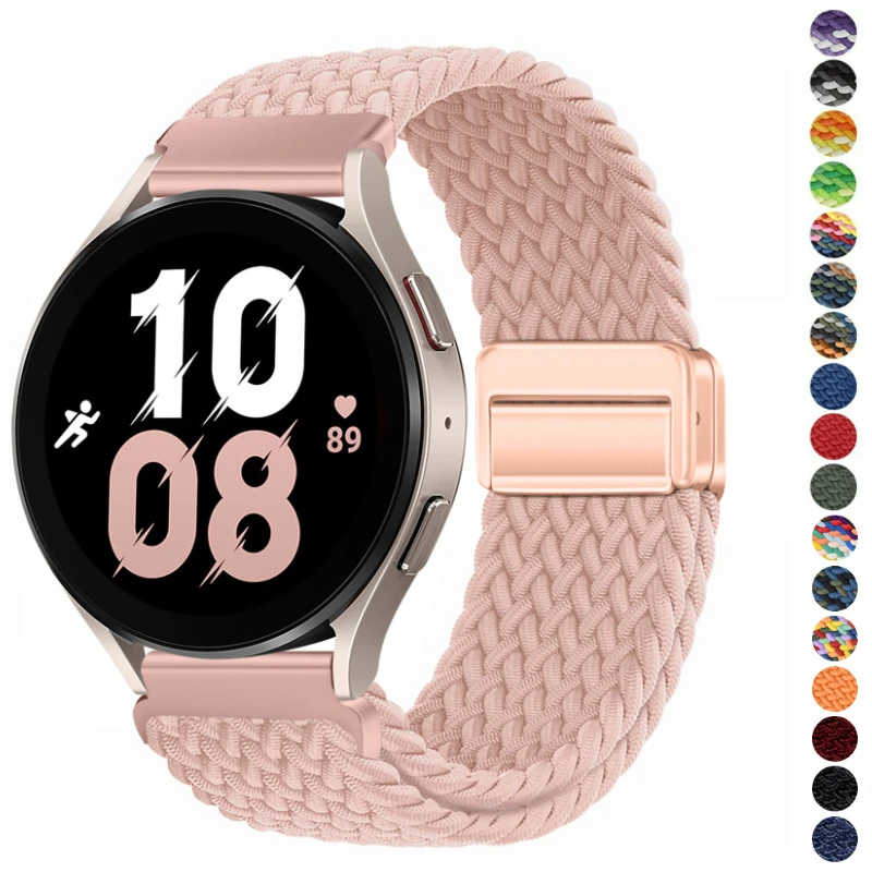 

20mm 22mm Braided Loop Nylon Strap For Samsung Galaxy Watch 6 5 4 3 Amazfit GTR4 Magnetic Bracelet Huawei Watch 4/3/GT3 Pro Band