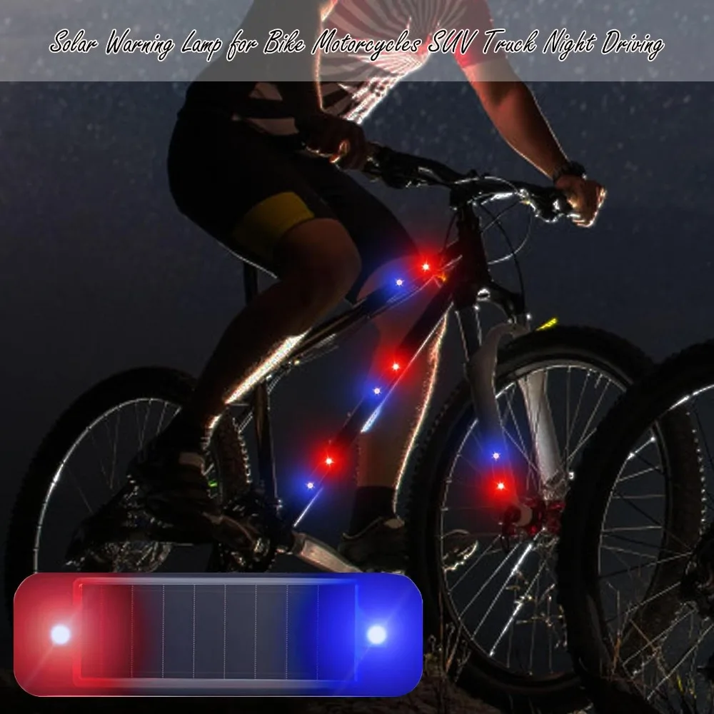 Solar Power Car Anti-theft LED Flashing Light Car Rear Collision Prevention Light Red-Blue Strobing Wireless Flash Warning Light