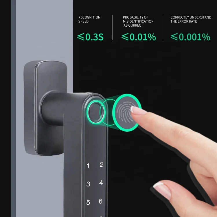 Handaily 800mah Lithium Battery Fingerprint Password Key Tuya Zinc Alloy Office Smart Window Vent Lock