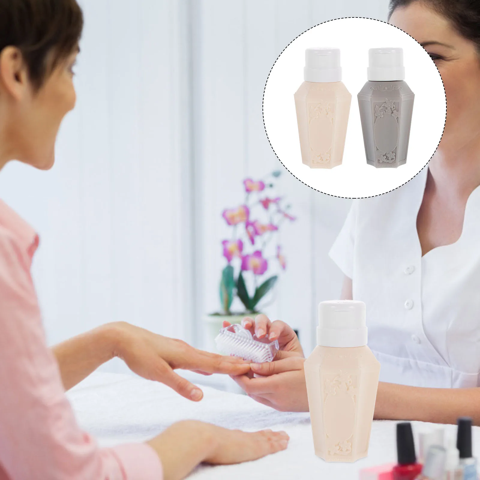 

2Pcs Press Bottles Easy Press Leakproof Empty Dispenser for Nail Polish Remover Liquid Storage Travel Pump Bottle