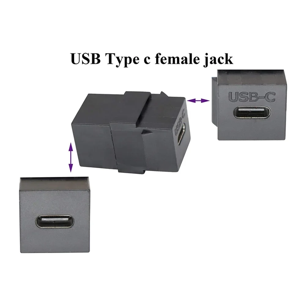 USB 3.1 Type C Extension Connector Support Charging Data Synchronization Keystone Jack for Wall Plate Outlet Panel