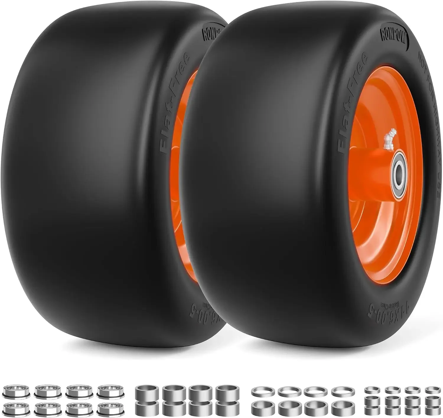 11x6.00-5 Flat Free Zero Turn Lawn Mower Tires, 400lb Load Capacity | Universal 3/4