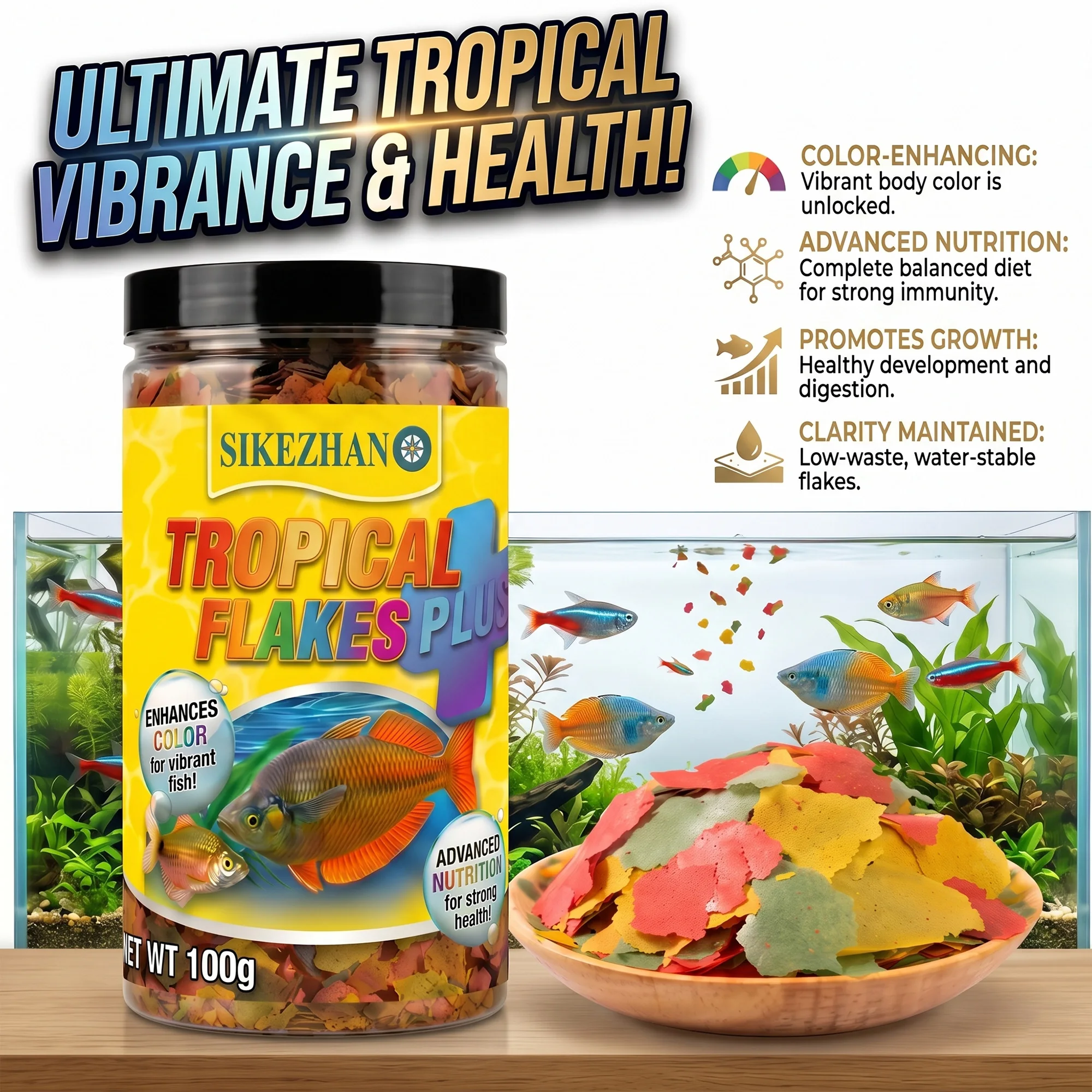 Tetra Food Tropical Flakes - 100g Color Enhancing Tropical Fish Food