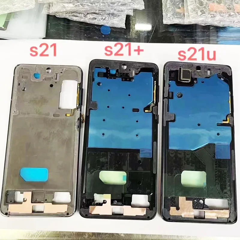 

Средняя рамка корпуса ЖК-дисплея, лицевая панель, корпус для Samsung S21 G991 S21 + G996 S21 Ultra G998, металлические запасные части для телефона