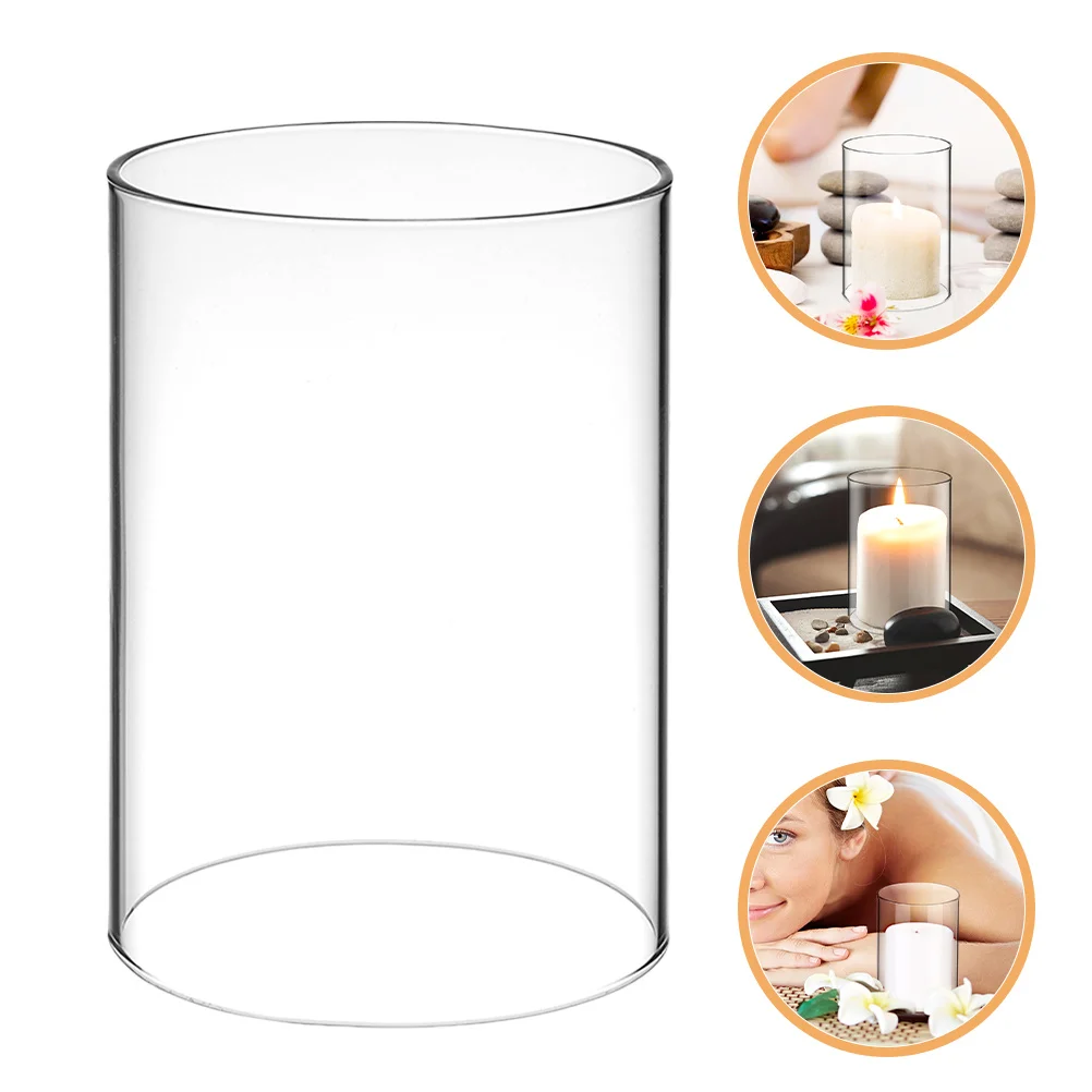 

3Pcs Elegant Glass Sleeve Cylindrical Transparent Cover for Taper Candles Home Decor Wind Resistant Lighting