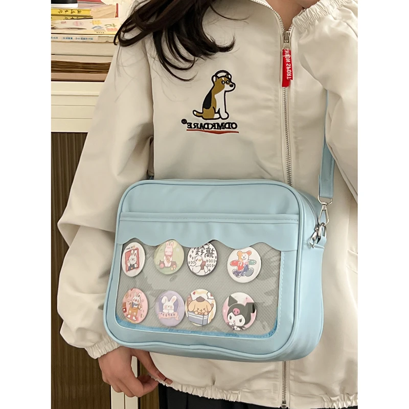 New Japanese Girls Cute Kawaii Ita Bag PU Two-dimensional Y2K Transparent Lolita Crossbody Bag JK Uniform Shoulder Bag