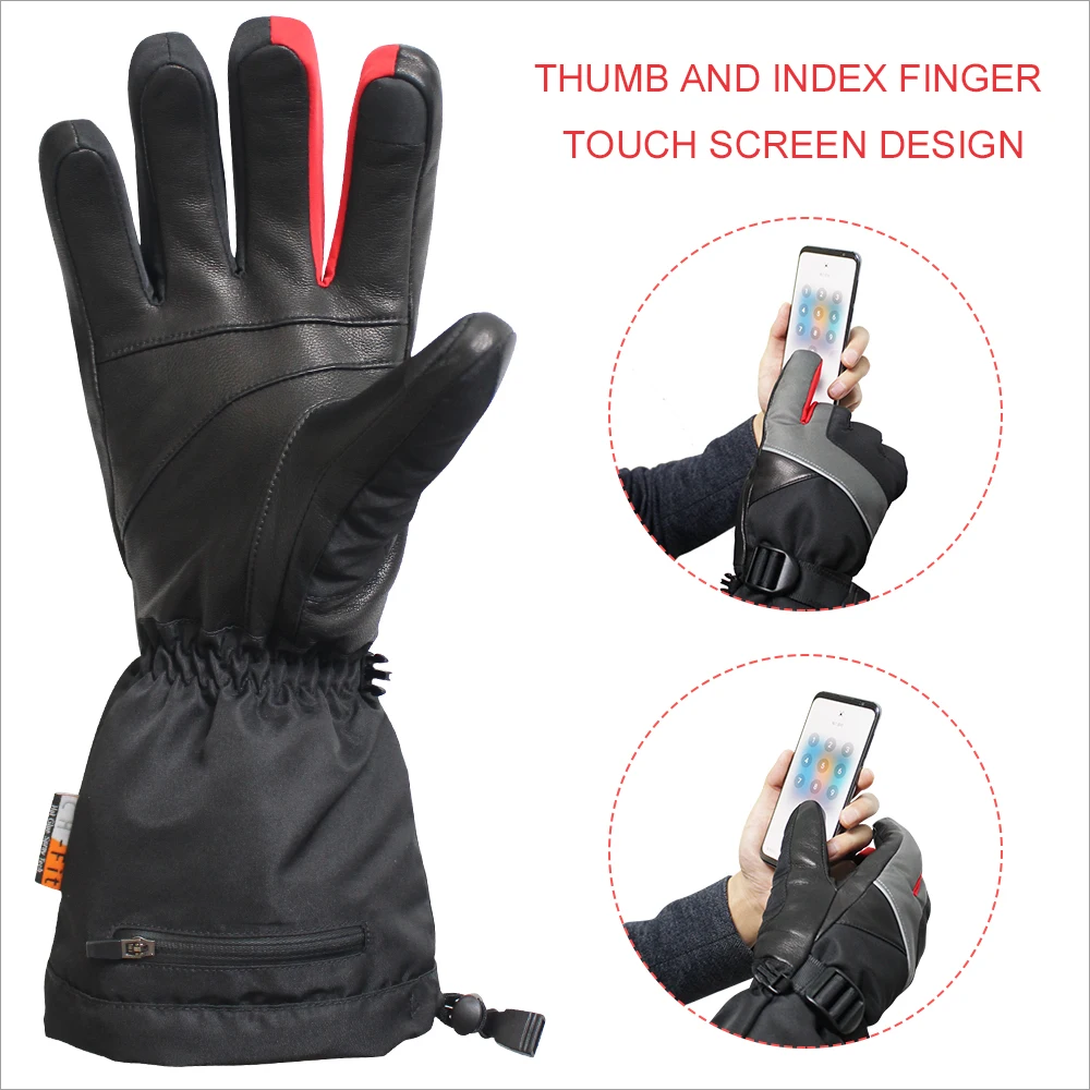 2026 Black Insulating Proof Heated Ski Gloves With Battery Protective Work and Massage Hair Mittens Electric Heated Gloves