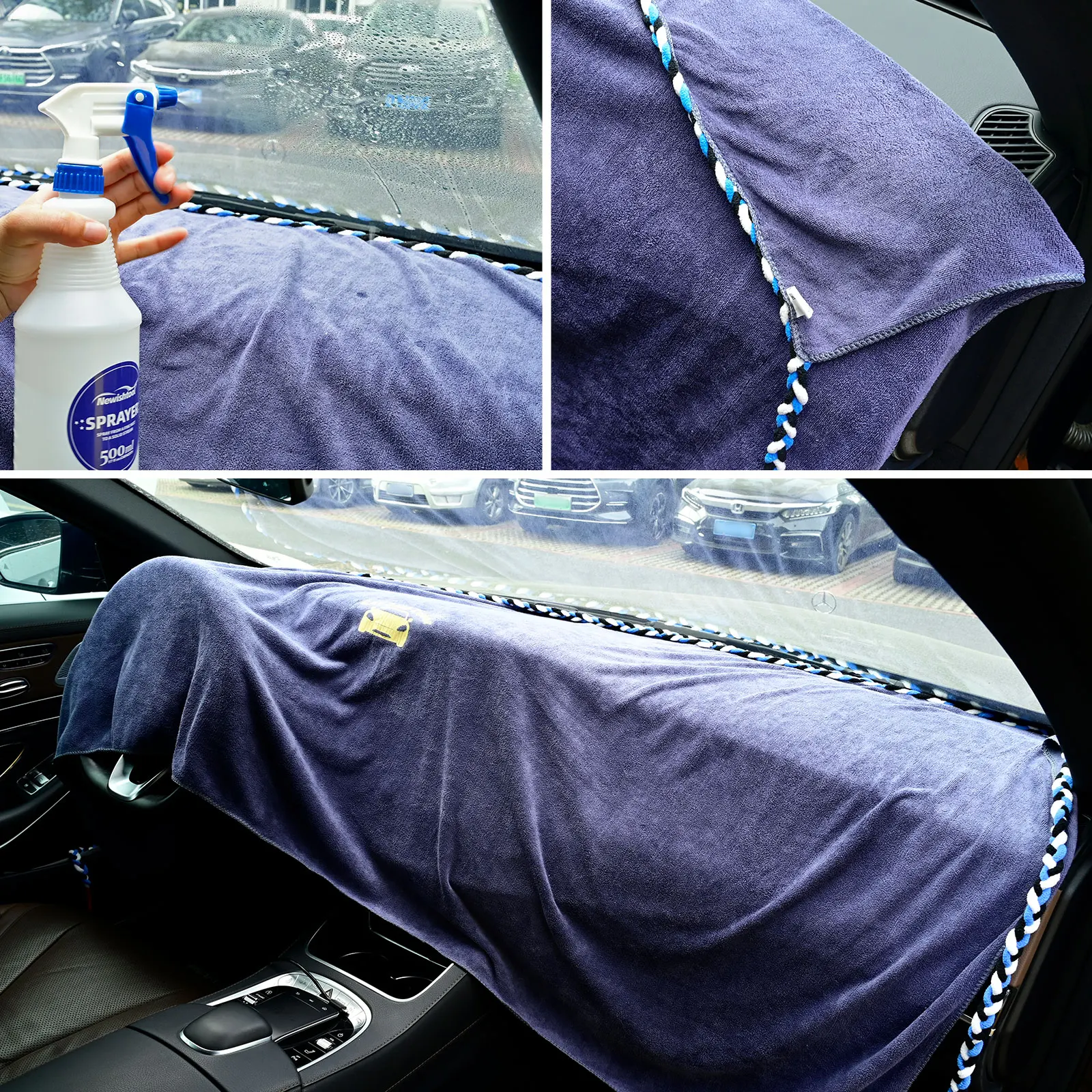 FOSHIO Windschutzscheiben-Reinigung, Auto-Armaturenbrett-Abdeckung, Tuch, Mikrofaser-Handtuch, Wasseraufnahme, Seil, Vinyl-Schutzfolie, Installationswerkzeug – Detail 2