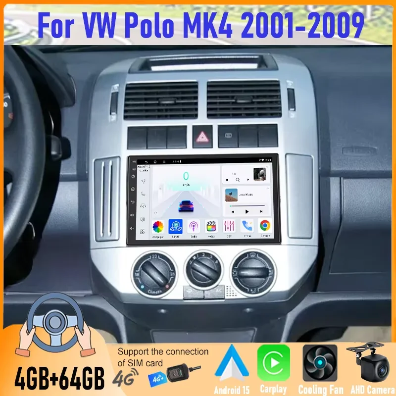 For VW Polo MK4 2000-2007 Car Stereo Radio Android 15 7