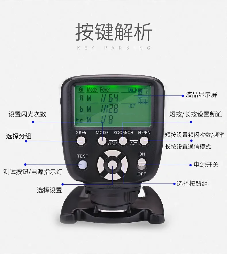 Wireless flash trigger, wireless flash trigger manual flash series