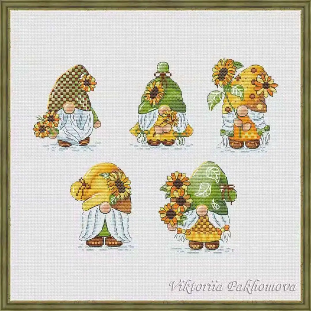 Embroidery Cross Stitch Kits Craft DIY Needlework Cotton Canvas 16- Sunflower Dwarf 39-35 32CT 28CT Metallic aida