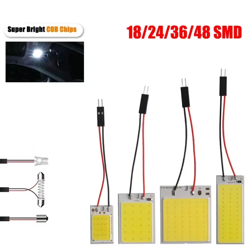 3-in-1 Car LED Lights Panel 18/24/36/48 SMD T10 BA9s 12V COB Lamp Bulb Car Dome Light Reading Lights Auto Interior Accessories