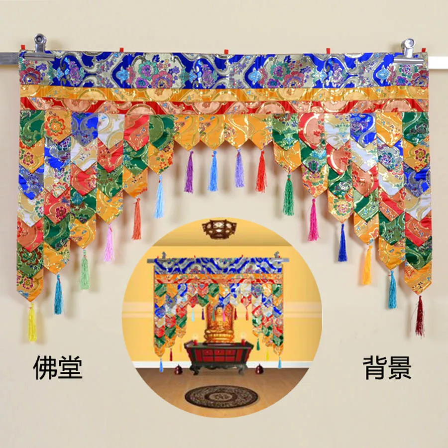 Custom made # Wholesale Buddhist supplie Buddhism family Temple Embroidery wall Hanging Shrine curtain  Altar Enclosing