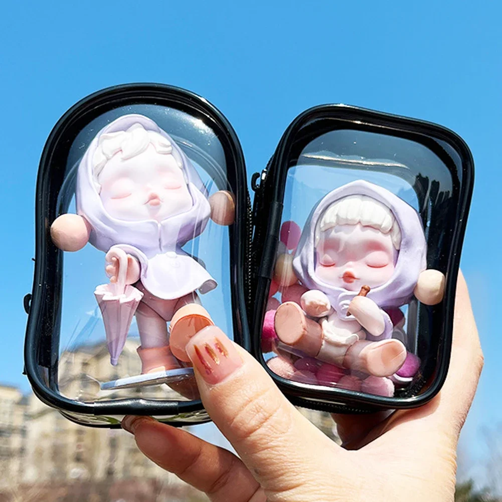 Jewelry Organizer Transparent Storage Box Pouch Mystery Box Plastic Box Cute Doll Bag Organization with Keychain Dustproof Case