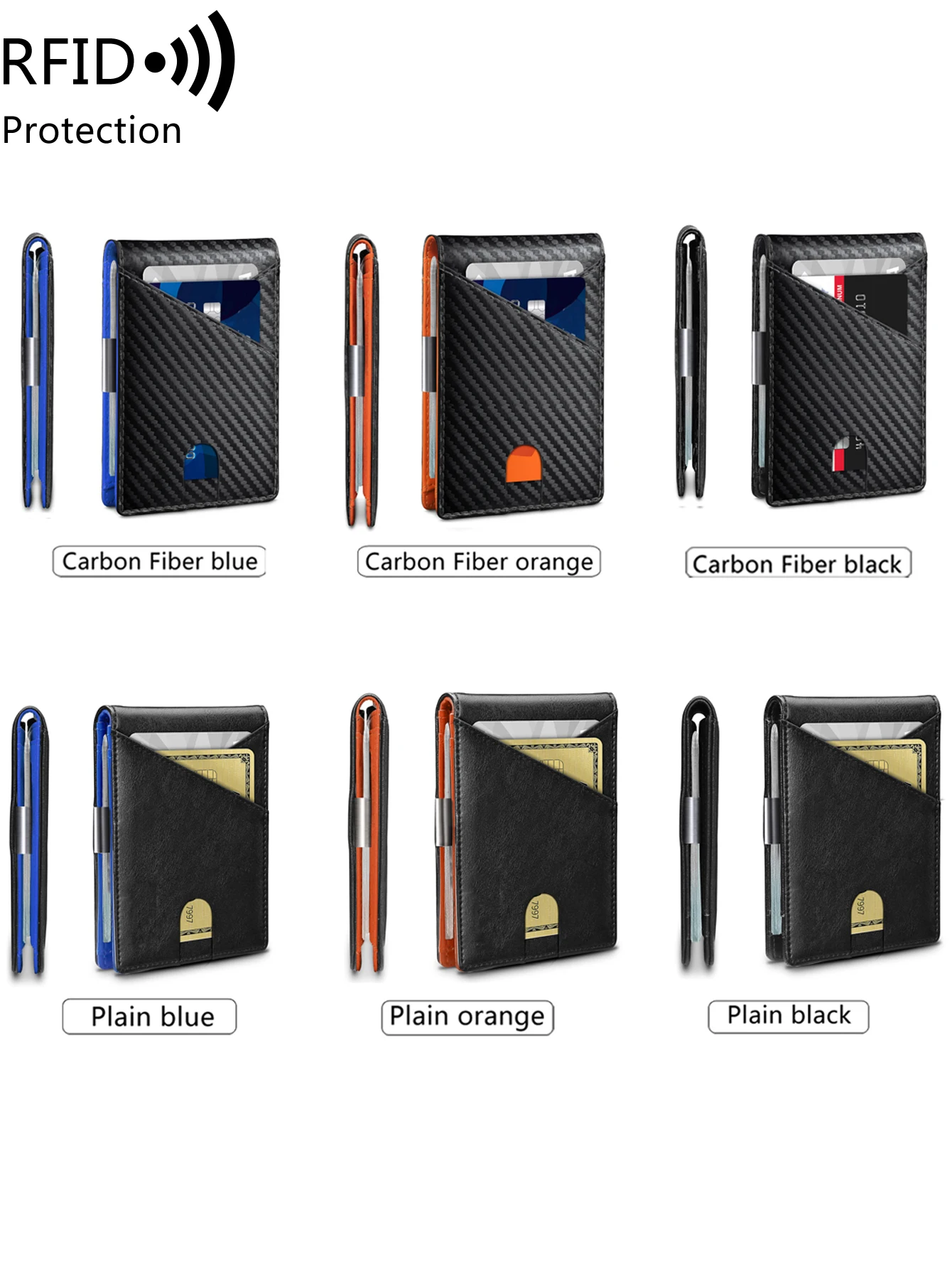 Minimalist men\'s wallet RFID anti-theft brush ultra-thin double fold 12 card wallet portable front pocket multifunctional wallet