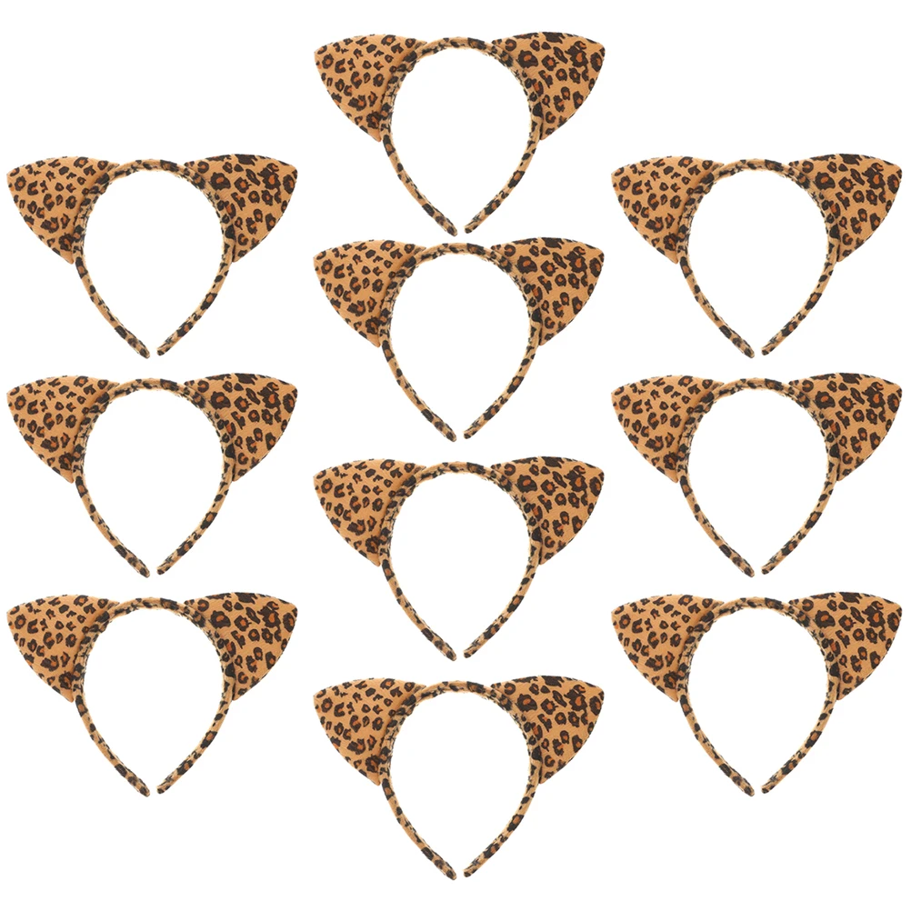 

10 Pcs Leopard Headband Hello for Animal Headbands Halloween Women Hairband Headgear