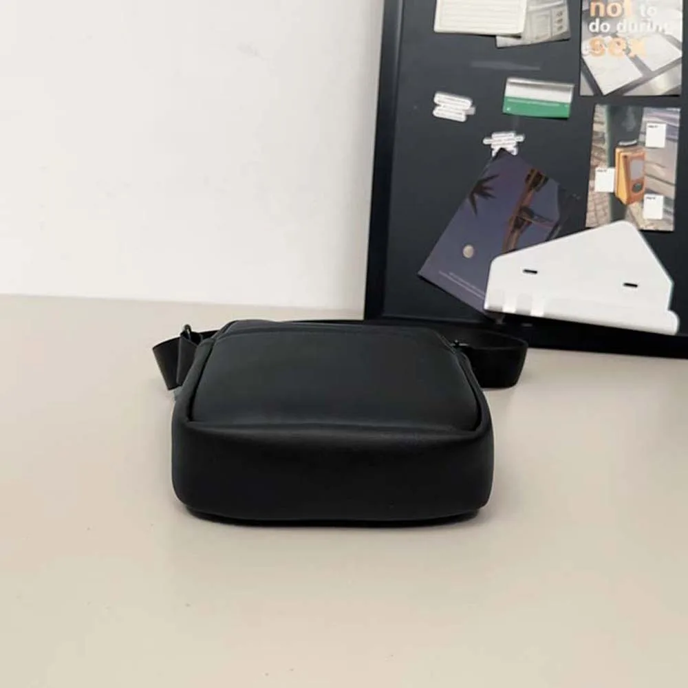 Phone Bag Small Square Men's Shoulder Bag Coin Purse Black Brown Men Crossbody Bag Simple Storage PU Leather Handbag Student