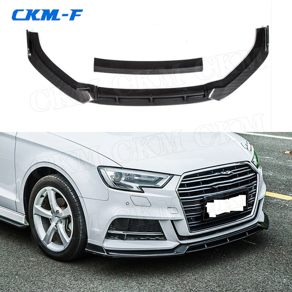 

4PCS/Set ABS Front Lip Spoiler for Audi A3 S3 Sline Not For A3 Standard 2017 2018 2019 Black Head Bumper Chin Shovel Car Styling