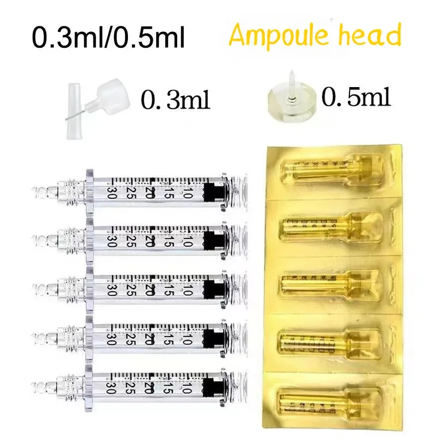 0.3/0.5ml Disposable Sterile Ampoule Moisture Head Hyaluronic Pressurized Pen High Pressure Syringe Beauty