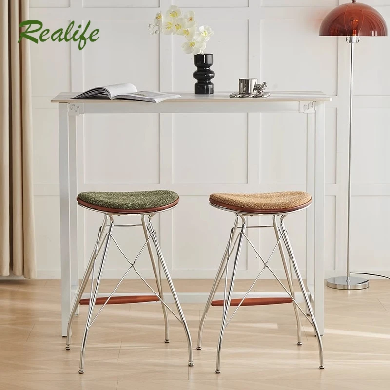 Барный стул Realife в средневековом стиле для небольших домов, деревянный, на высоких ножках, ретро, простой, креативный, железный, 65 см, новинка 2026 года