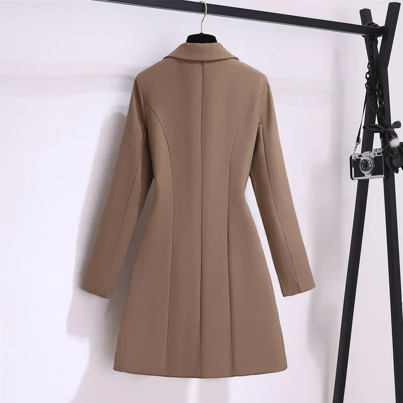 Autunno nuove donne vestono colletto dentellato Slim Blazer kaki 2024 abiti moda coreana per le donne bottoni cintura di lusso abbigliamento donna