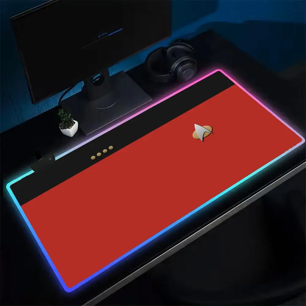 S-Star Treks  Logo Mouse Pad Anime Gaming Mouse Pad LED Table Pads Backlit Rubber Desktop XXL Mousepad RGB Desk Mats