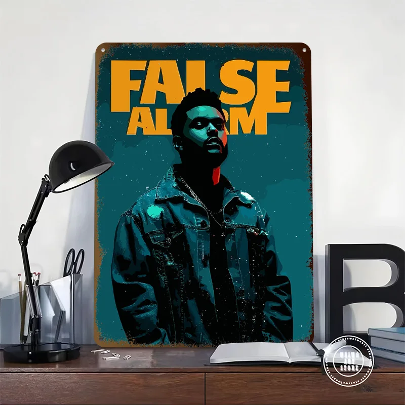 The Weeknd - False Alarm 3D Texture Metal Poster Customized Wall Art Tin Sign Gift for Mancave Decoration Room House Decor Retro