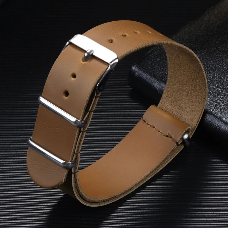 Vintage Leather Watch Band 18mm 20mm 22mm 24mm for Omega Watch for Seiko Bracelet Dark Brown PU Leather Strap Replacement Belt