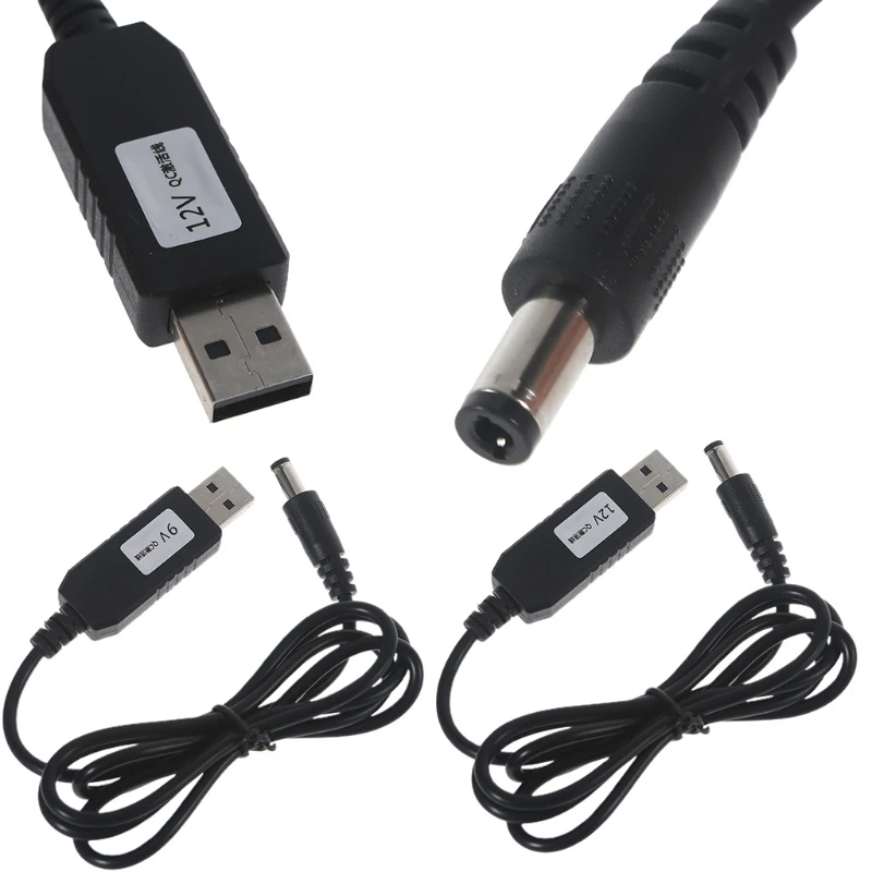 สายอะแดปเตอร์แปลง USB QC3.0 5.5x2.1มม. 9V/12V สำหรับสายเพิ่มพลังกล้องเราเตอร์อินเตอร์เน็ตไร้สายสำหรับเครื่องกรองอากาศรถ