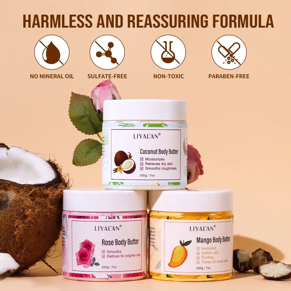 ​ ​ Manteiga corporal de meio quilô com manga e coco, hidratação rica para hidratação profunda e pele macia ​