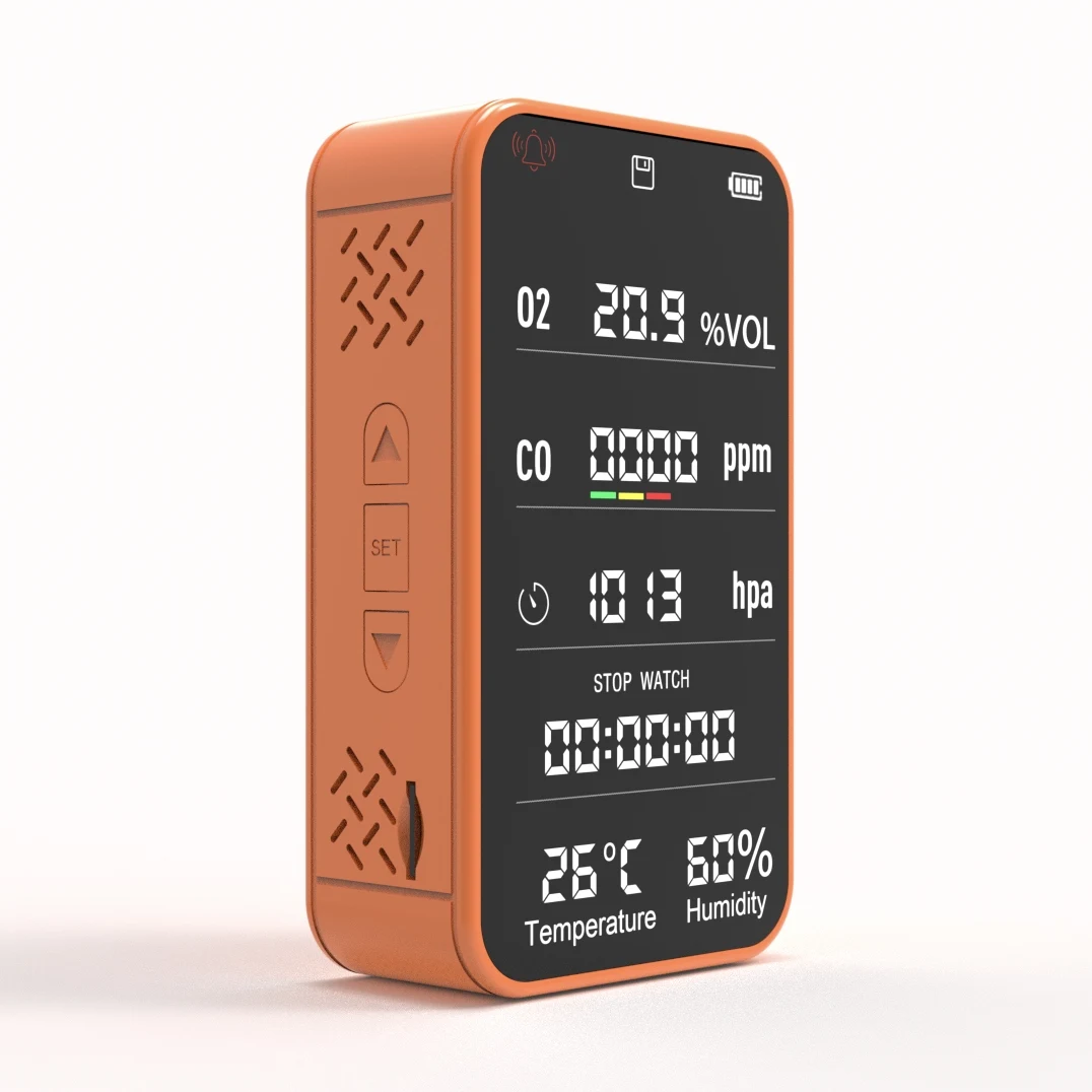 

Air Quality Monitor Oxygen Meter CO CO2 Gas Detector Air Pressure Timer Temperature Humidity Monitor for Outdoor