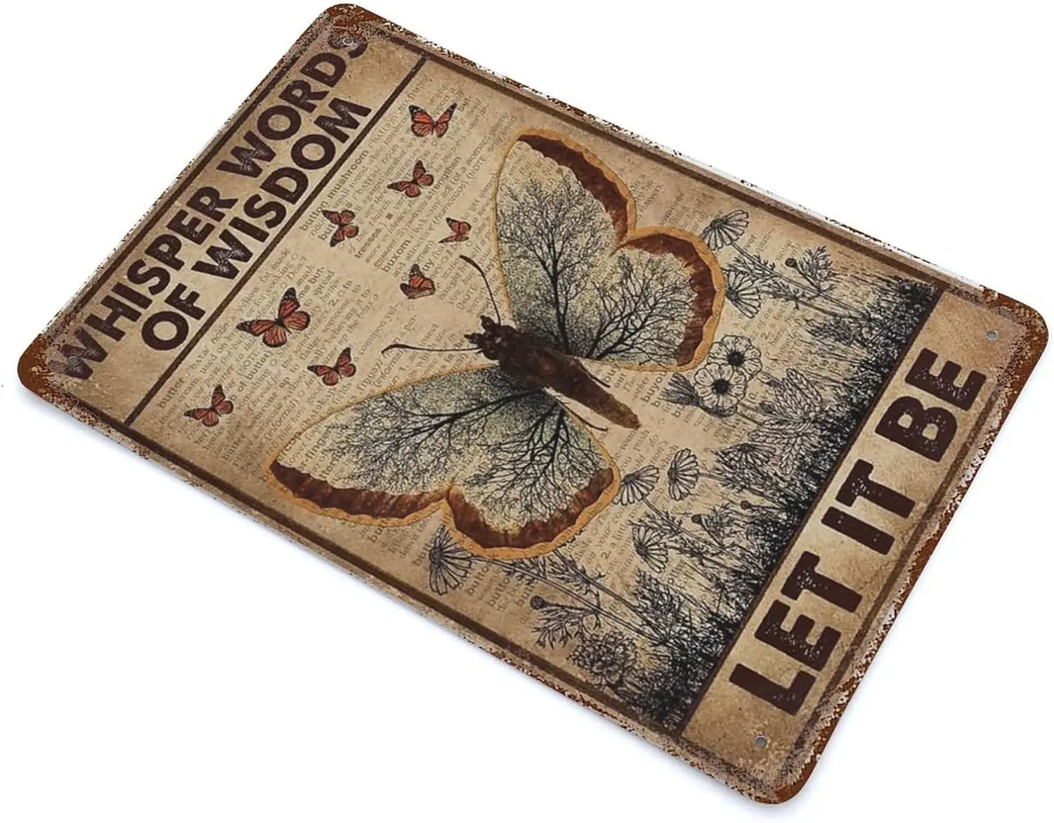 فراشة معدن القصدير علامة الهمس كلمات الحكمة دعها تكون جدار ديكور مضحك الديكور للمنزل المطبخ بار المرآب