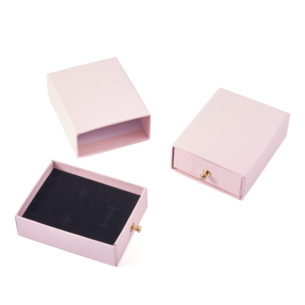 10/15 Sets Square/Rectangle Paper Drawer DIY Jewelry Box with Brass Rivet for Rings Bracelet Necklace Gift Packaging Container