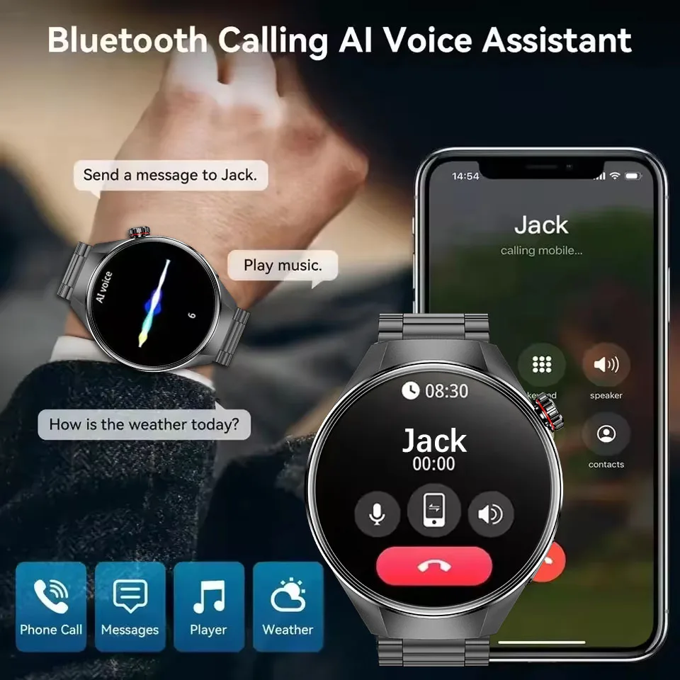 2025 Nowość dla Huawei Xiaomi GT5Pro Smart Watch Men NFC GPS Tracker AMOLED 466 * 466 HD Ekran Tętno Bluetooth Call SmartWatch