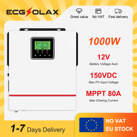 ECGSOLAX 1KW Hybrid Solar Inverter 12V Solar V Hybrid Controller Inverter Built-in 80A MPPT Off-grid Hybrid Inverter