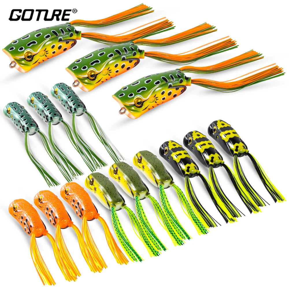 

Goture 10/15pcs Topwater Fishing Lure for Bass Premium Quality Frog Type Soft Lures Kit For Saltwater Freshwater Fishing 6cm/16g