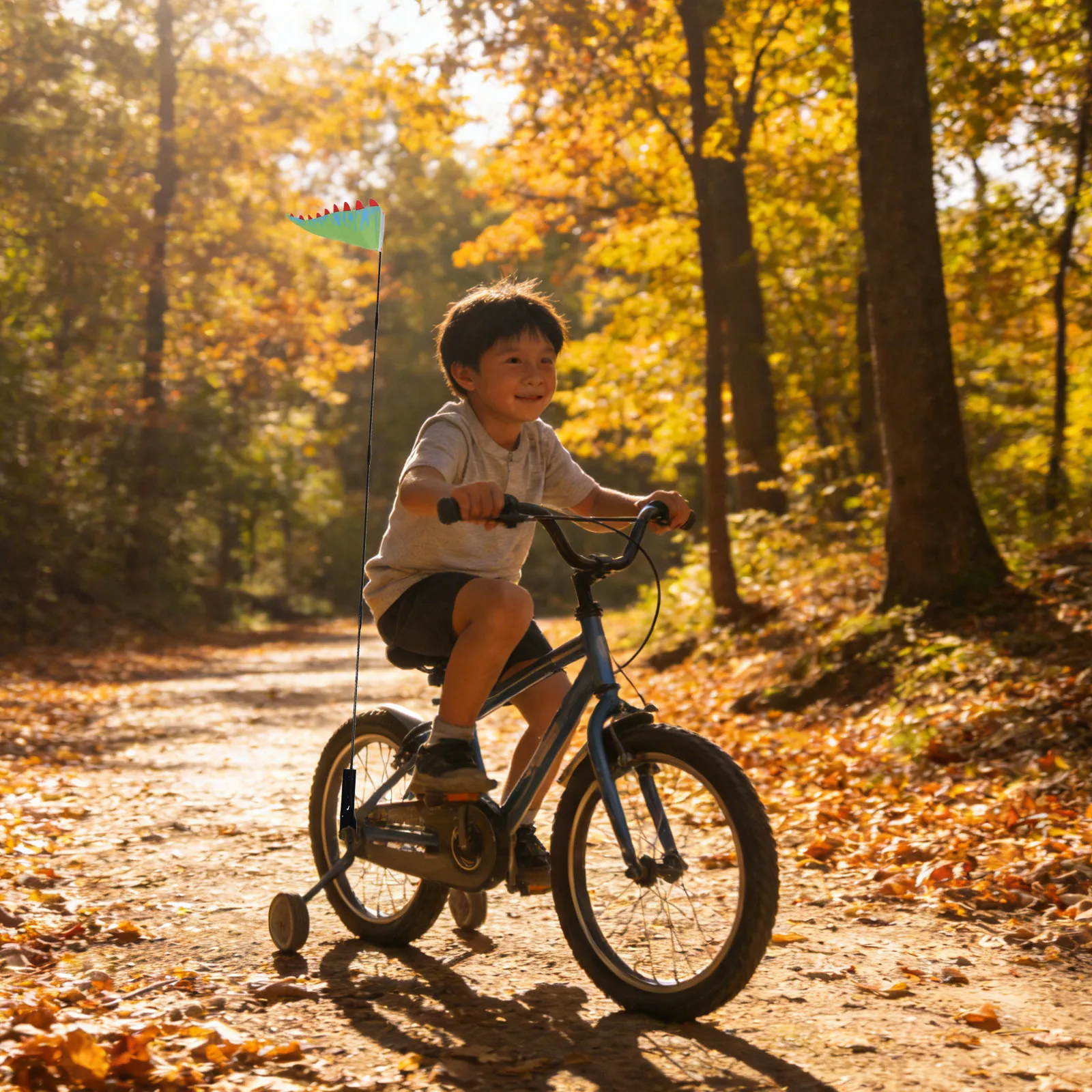 

1Set Dinosaur Themed Kids Bike Flag with Sturdy Pole for Enhanced Visibility Child Bicycle Safety Accessory Compatible with