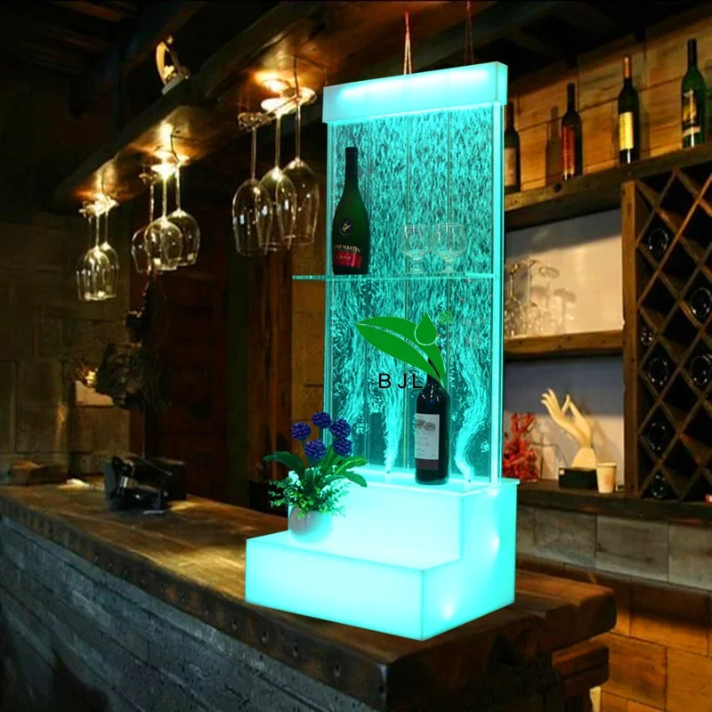 custom，hot sell water bubble bar cabinet nightclub furniture lighted wine rack