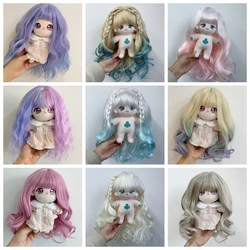 BJD Doll 20cm Cotton Doll Wig Braided High Temperature Synthetic Fiber Long Curly Straight Gradient Color Wig