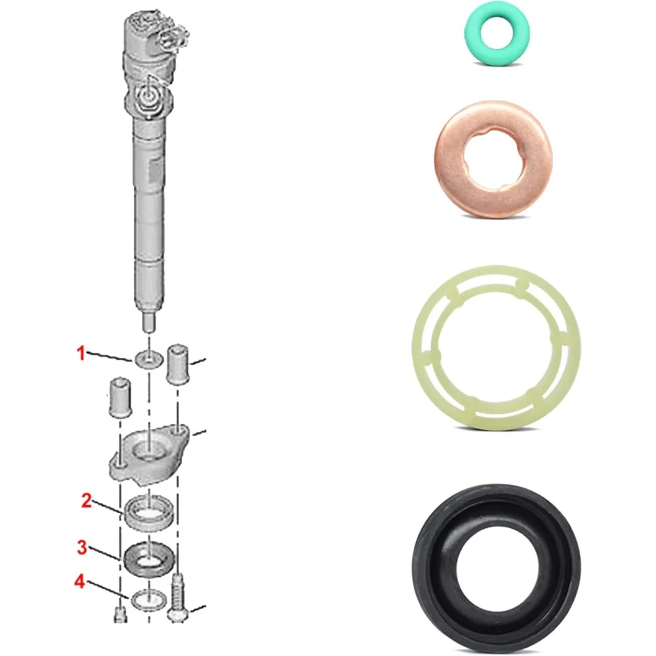 O‑Ring Sealing Washer Fuel Injector Nozzle Seal Kit for Peugeot 206 207 307 308 for Citroen C2 C3 C4 1314368 1233683 1373550