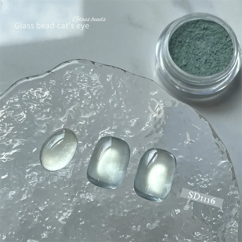 HNDO 0,5 g Polvere magnetica per occhi di gatto giallastro-verde Effetto perline di vetro trasparente per smalto gel Nail Art Glitter Design Pigmento
