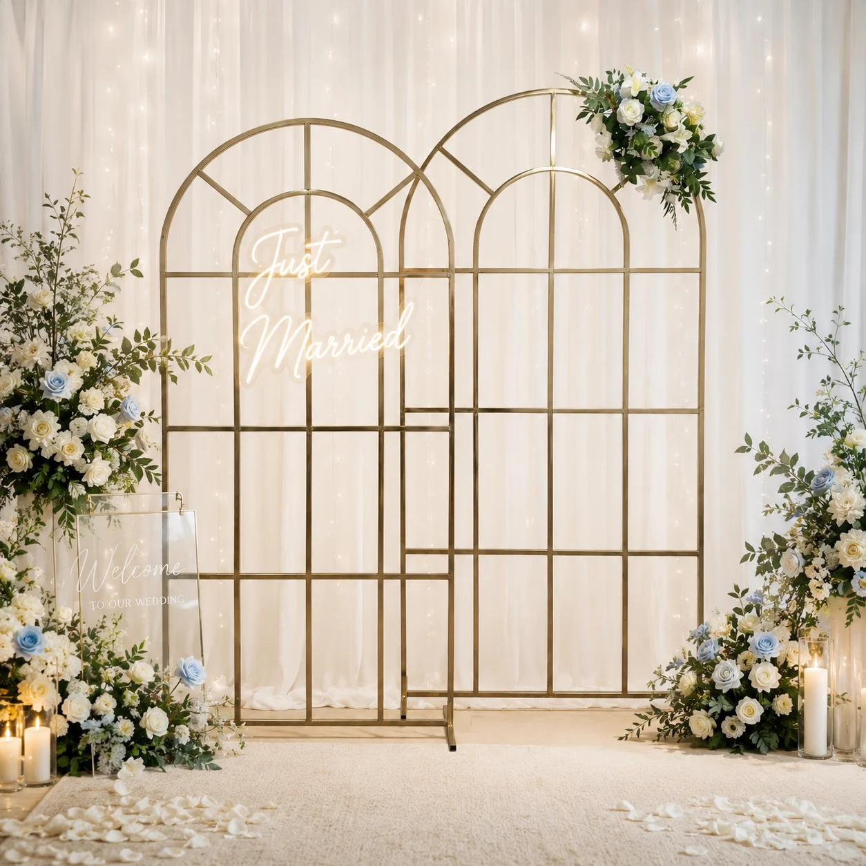 

Wedding Arches for Ceremony, Gold Arch Backdrop Flower Metal Stand，Balloon Arch kit Decoration Climbing Plant Stand for Wedding