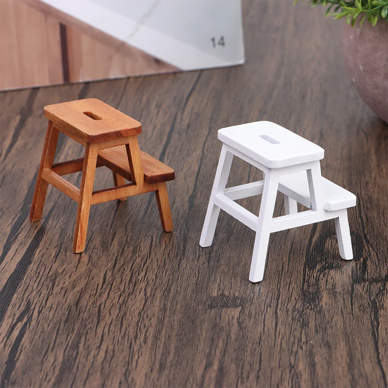 1Pc 1:12 Dollhouse Miniature Stools Step Stool Square Stool Small Bench Model Living Room House Furniture Decor Toy