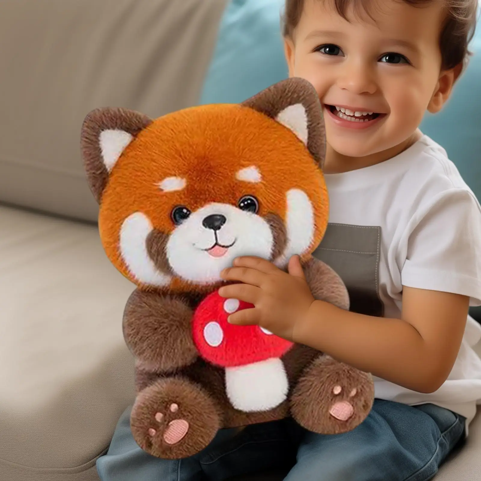 30 cm rotes Panda-Plüschtier, Stofftierpuppe, kuschelig, weich, kuschelig, Dekor für Jungen, Mädchen, Teenager, Erwachsene, Familie, Zuhause, Weihnachtsgeschenk