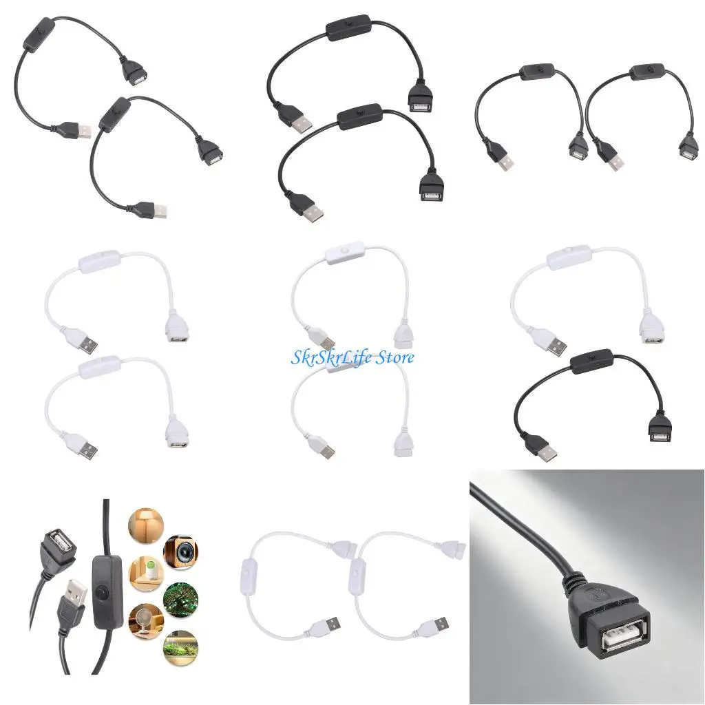 

E65E USB-кабель питания USB-переключатель «папа-мама» с переключателем включения и выключения для светодиодных фонарей, 5V2A,