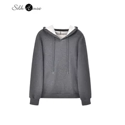 2023 Women's Fashion Autumn and Winter New Silk Brushed Hoodie Sweater Coat Loose Solid Color Pullover Hooded Hoodies